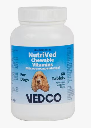 NutriVed Microencapsulated Chewable Vitamin Tabs for Dogs, 60ct