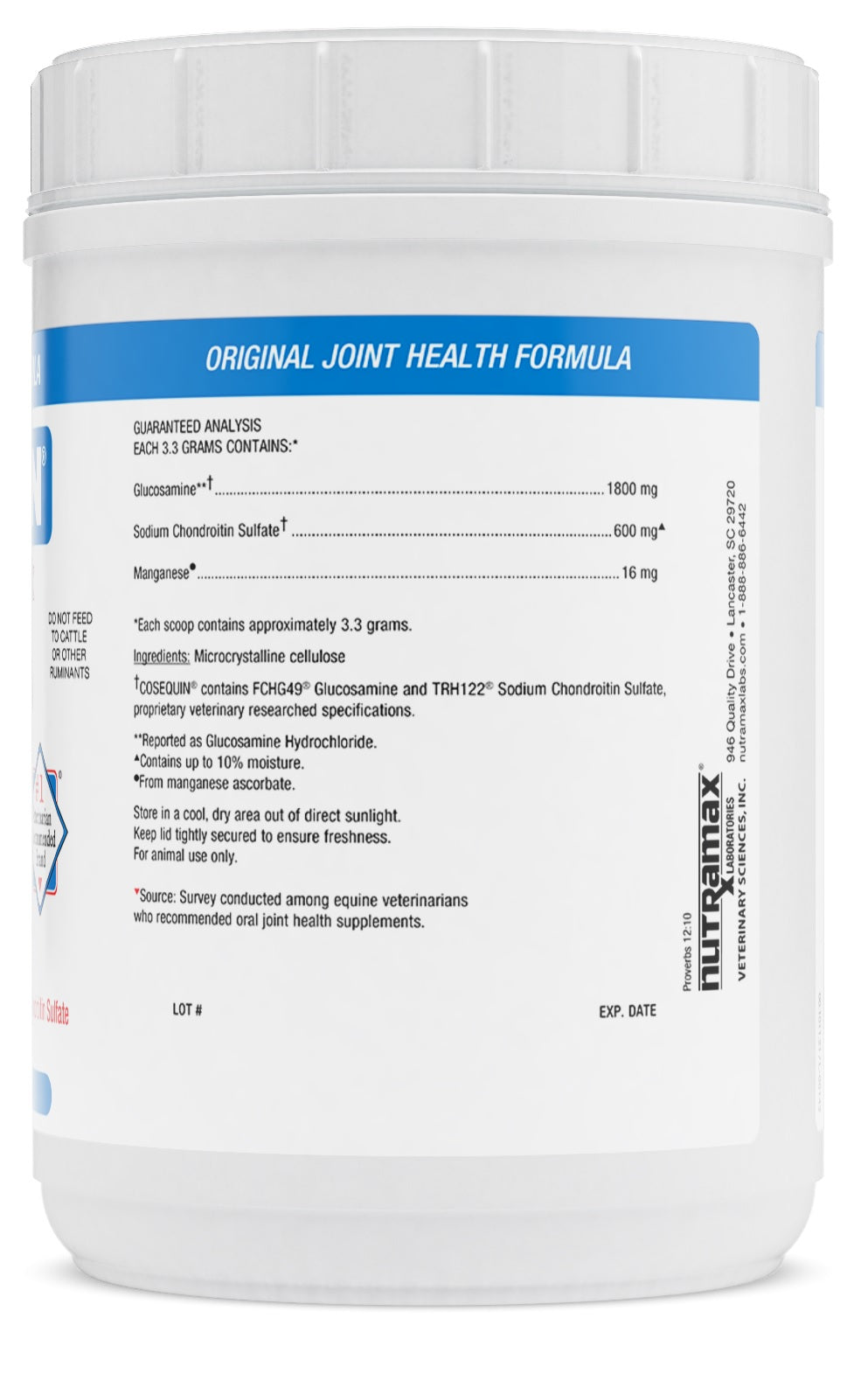Nutramax Cosequin Original Joint Health Supplement for Horses - 1400 Grams.