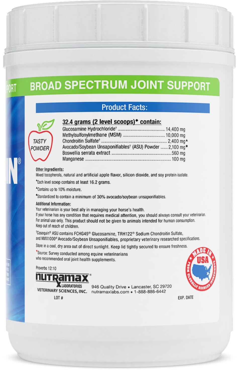 Nutramax Cosequin ASU Joint Health Supplement for Horses 1320 Grams
