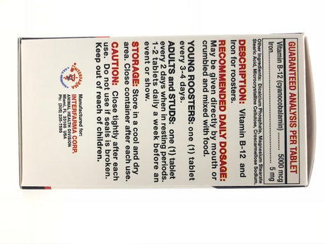 B12-5000 with Iron for Roosters 60 Tabs