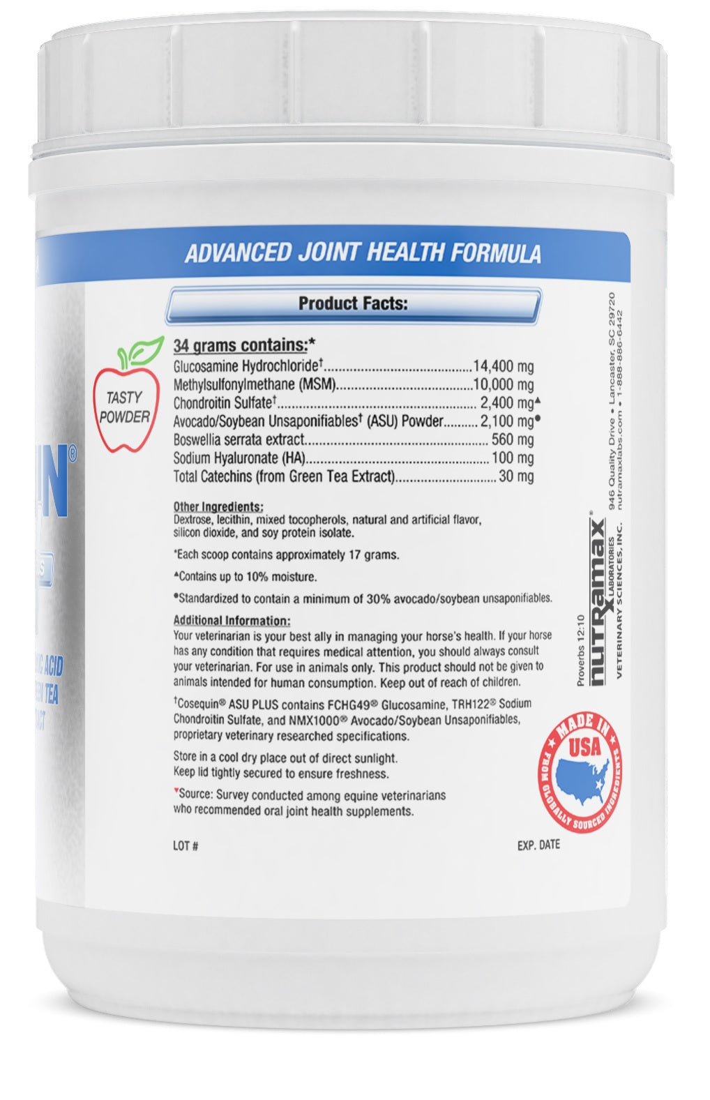 Nutramax Cosequin ASU Joint Health Supplement for Horses, 1050 Grams