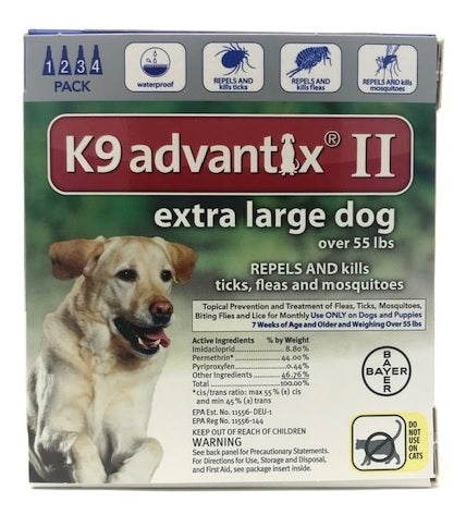 K9 Advantix II for Extra Large Dogs - Blue (Over 55 lbs) 4 Pack