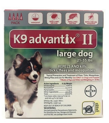 K9 Advantix II for Large Dogs - Red (21 - 55 lbs) 4 Pack